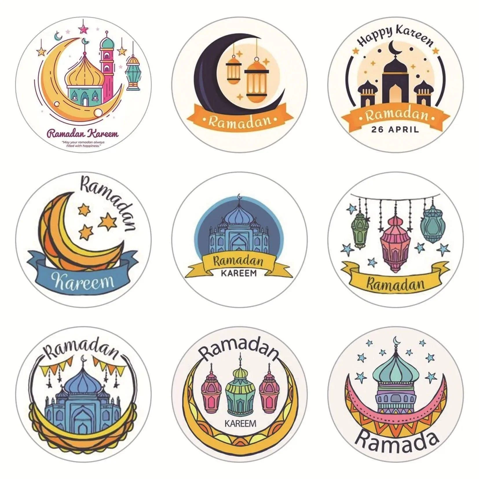 MR014 Ramadan Sticker, 90 Pcs Stickers Eid Mubarak Decoration - Image 9