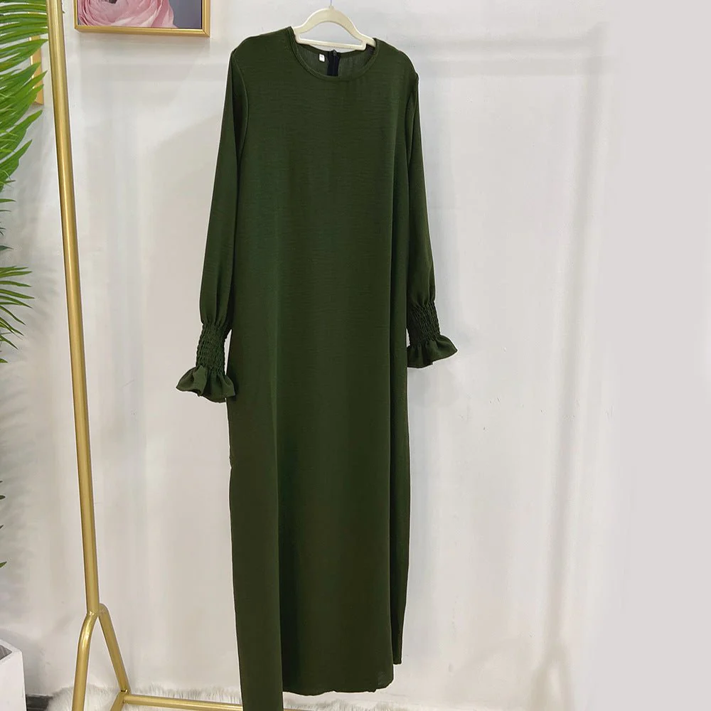 Elasticated Sleeve Abaya | Solid Colour Crepe Abaya With Elasticated Sleeve (MA107) - Image 11