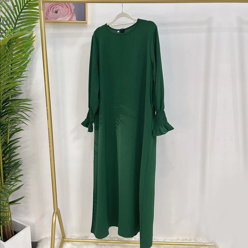 Elasticated Sleeve Abaya | Solid Colour Crepe Abaya With Elasticated Sleeve (MA107) - Image 12