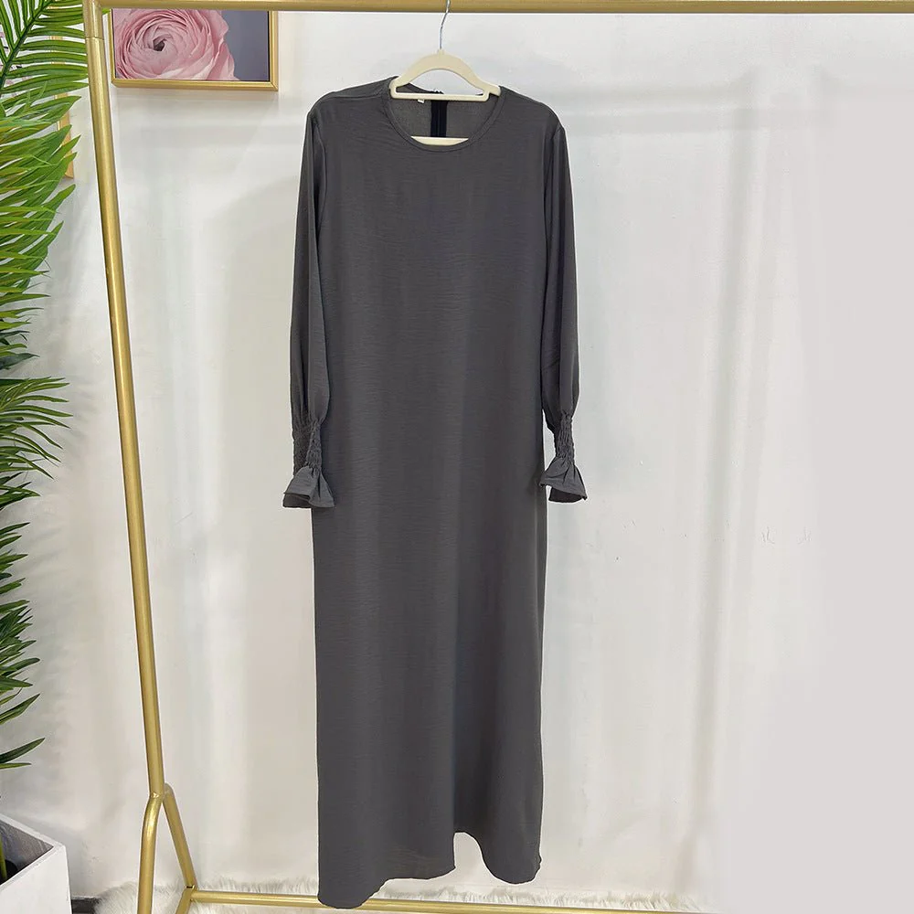 Elasticated Sleeve Abaya | Solid Colour Crepe Abaya With Elasticated Sleeve (MA107) - Image 13