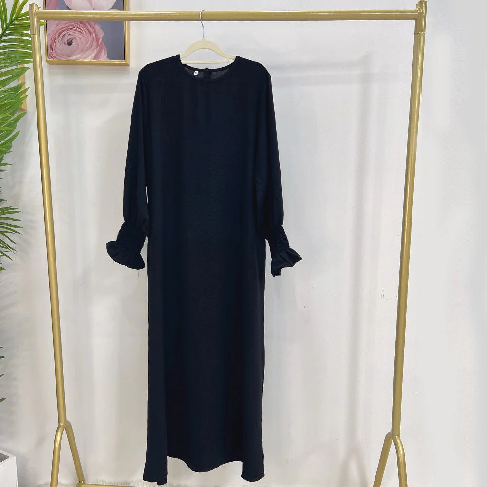 Elasticated Sleeve Abaya | Solid Colour Crepe Abaya With Elasticated Sleeve (MA107) - Image 14