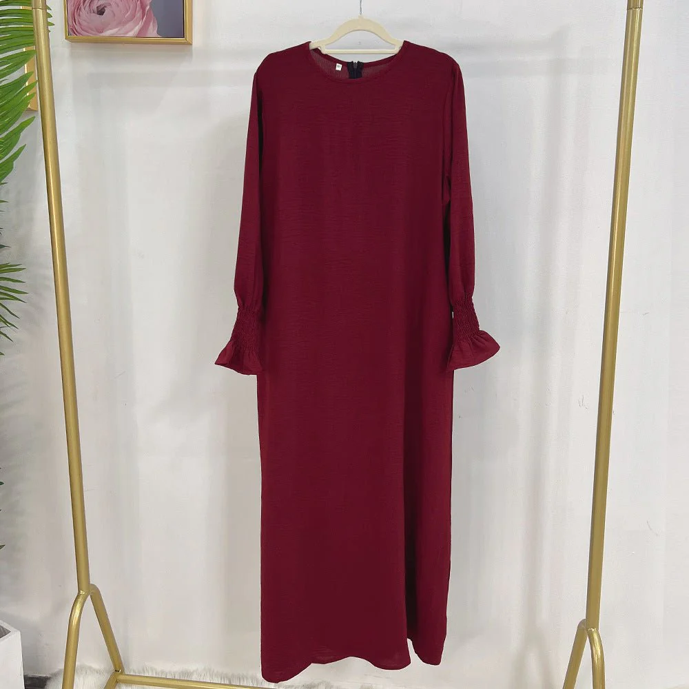 Elasticated Sleeve Abaya | Solid Colour Crepe Abaya With Elasticated Sleeve (MA107) - Image 15