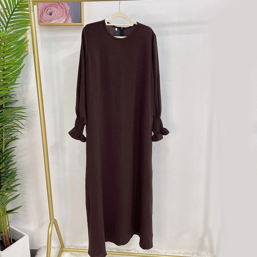 Elasticated Sleeve Abaya | Solid Colour Crepe Abaya With Elasticated Sleeve (MA107) - Image 16