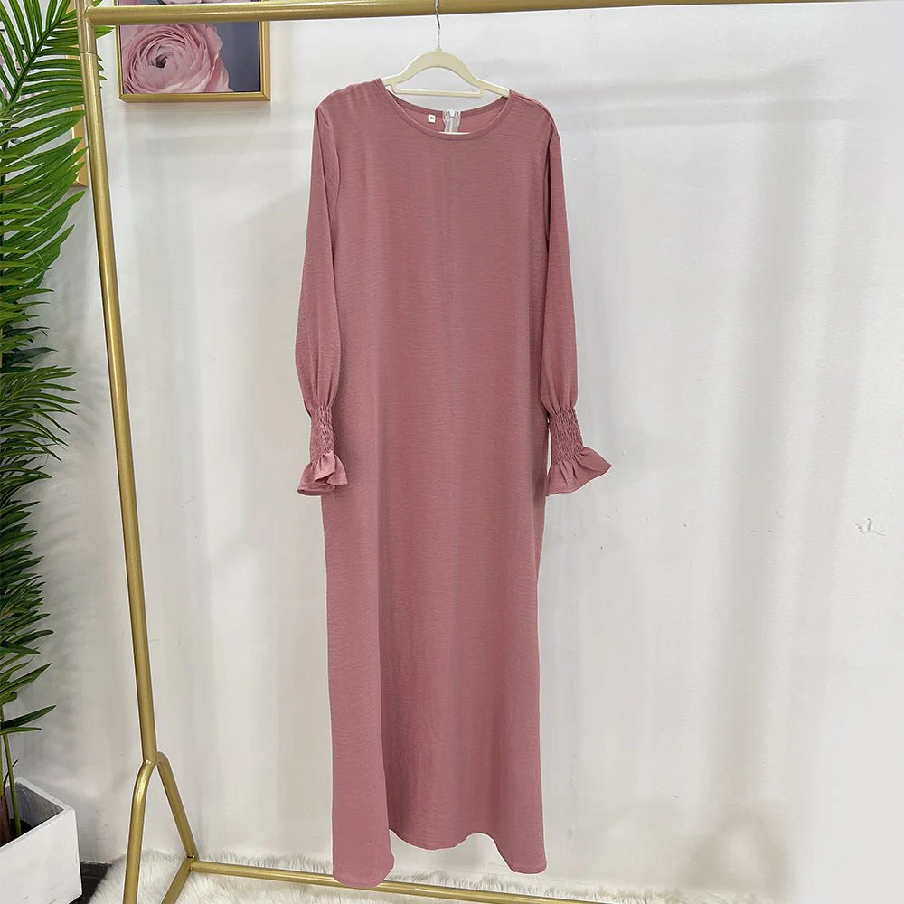 Elasticated Sleeve Abaya | Solid Colour Crepe Abaya With Elasticated Sleeve (MA107) - Image 2