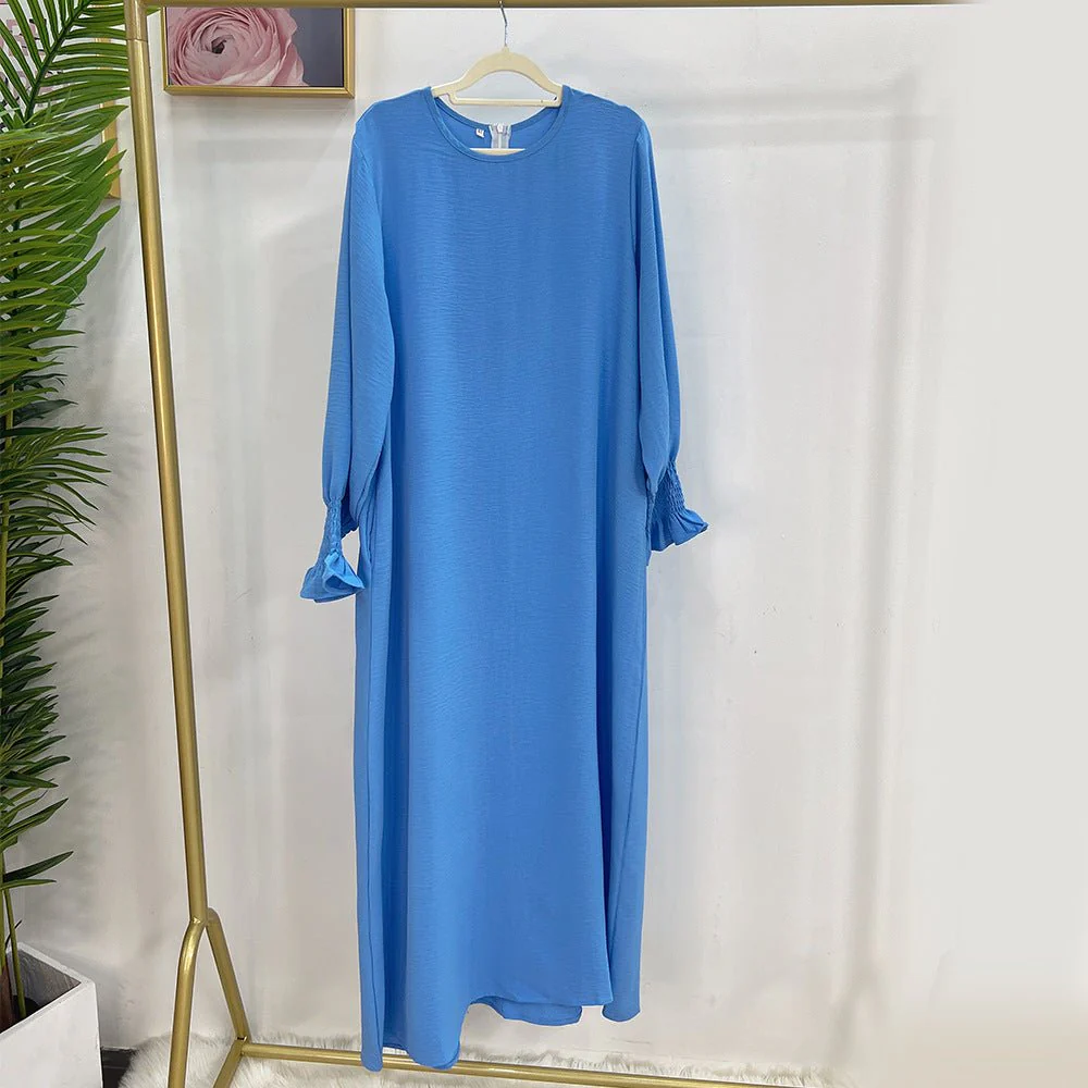 Elasticated Sleeve Abaya | Solid Colour Crepe Abaya With Elasticated Sleeve (MA107) - Image 3