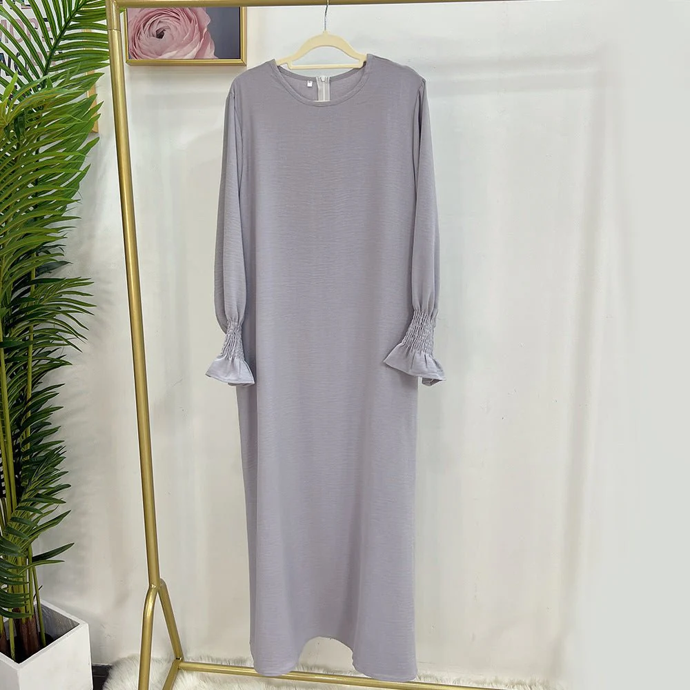 Elasticated Sleeve Abaya | Solid Colour Crepe Abaya With Elasticated Sleeve (MA107) - Image 4