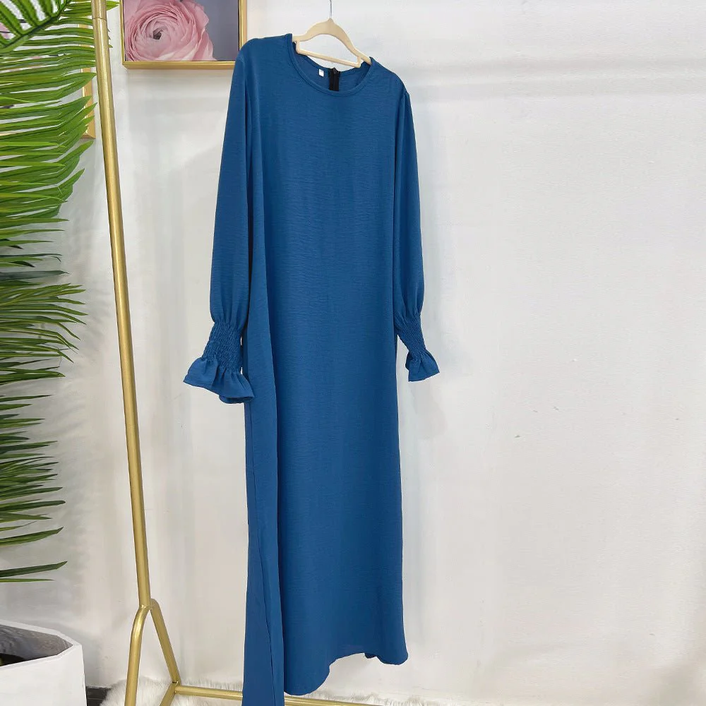 Elasticated Sleeve Abaya | Solid Colour Crepe Abaya With Elasticated Sleeve (MA107) - Image 7
