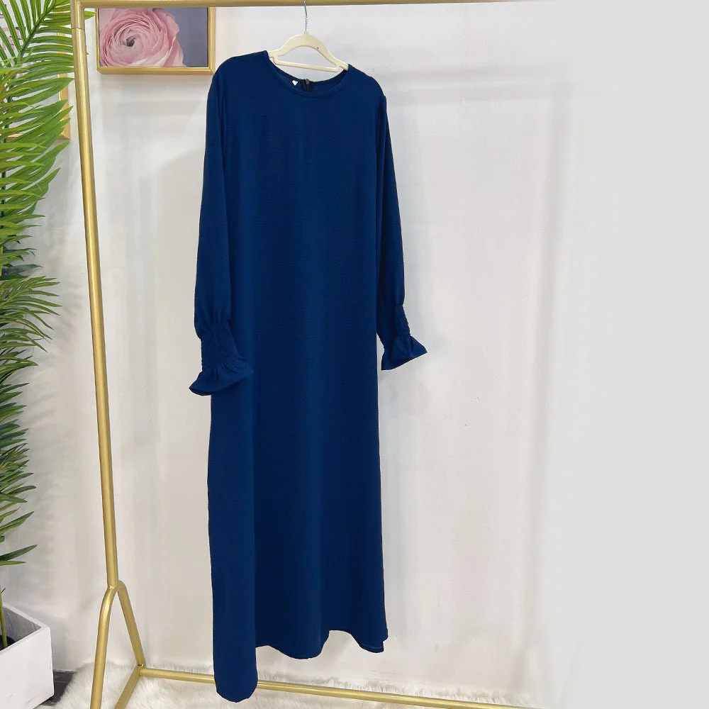 Elasticated Sleeve Abaya | Solid Colour Crepe Abaya With Elasticated Sleeve (MA107) - Image 8