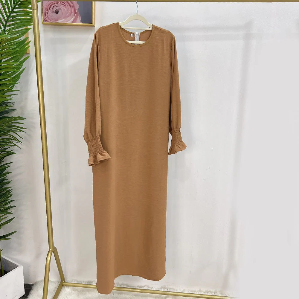 Elasticated Sleeve Abaya | Solid Colour Crepe Abaya With Elasticated Sleeve (MA107) - Image 9