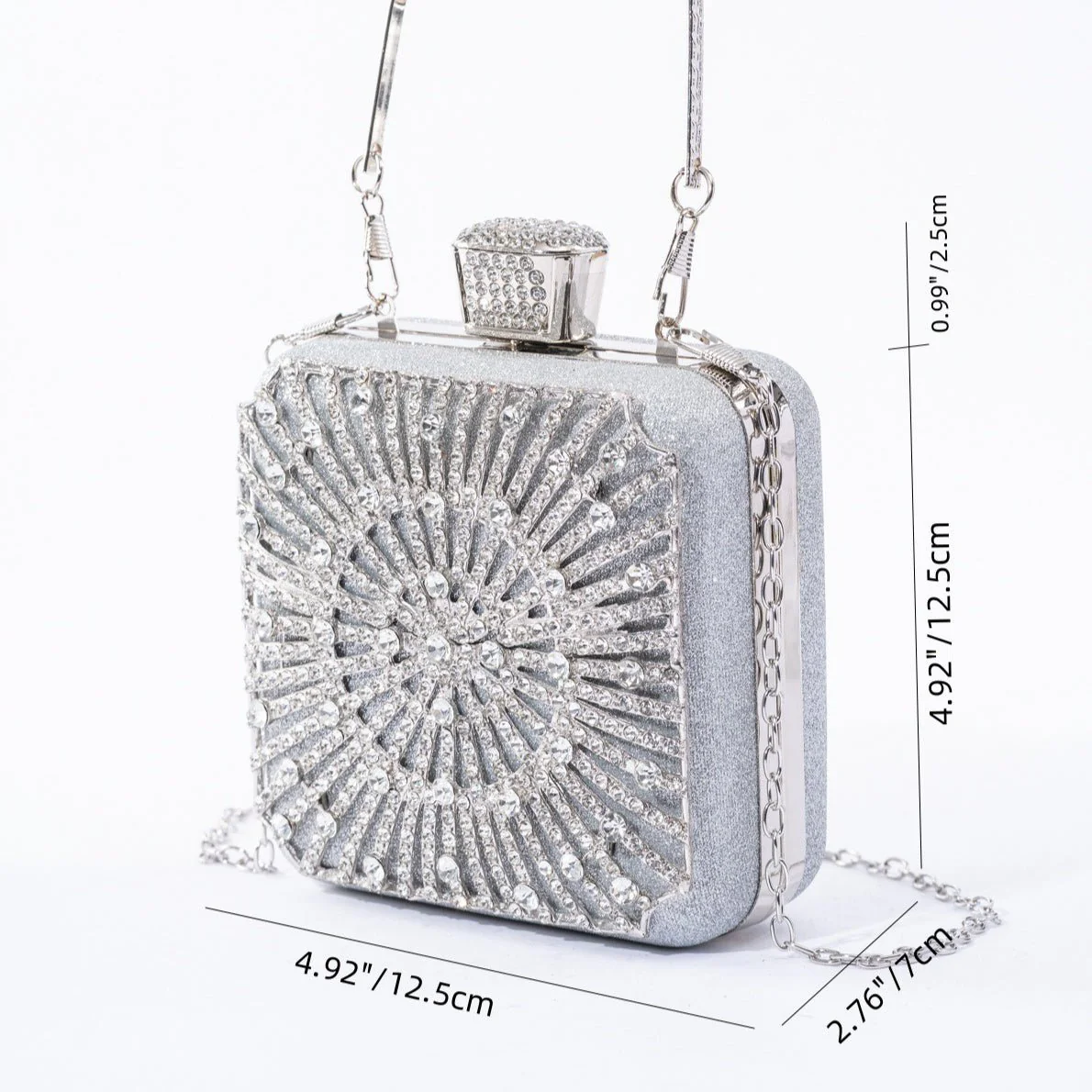 Elegance Brilliant Diamond Bag - Handcrafted Evening Box Bag for Soirées & Weddings (MAC269)