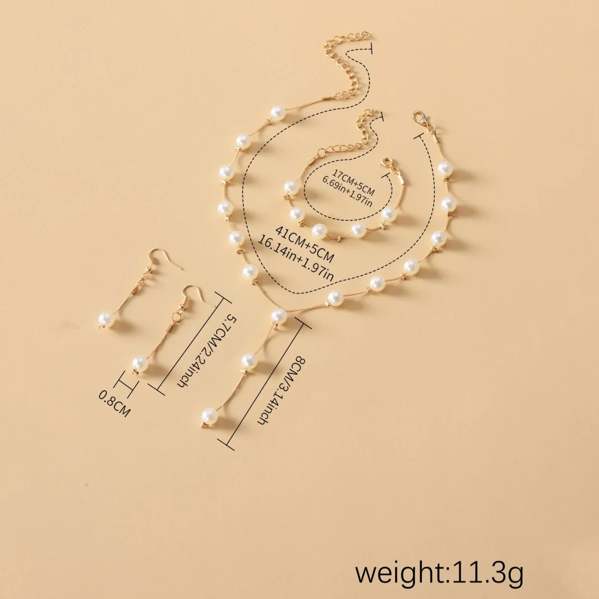 Elegance Pearl Earrings & Necklace Ensemble (MAC313) - Image 7