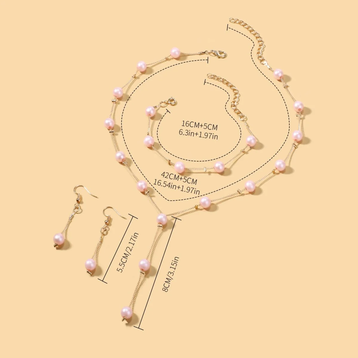 Elegance Pearl Earrings & Necklace Ensemble (MAC313) - Image 9