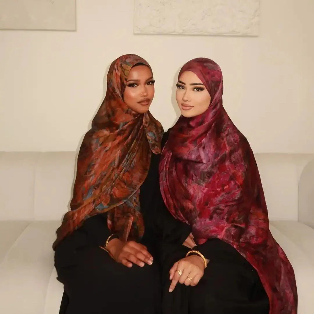 Elegance Satin Marble Print Hijab (MH172) - Image 2