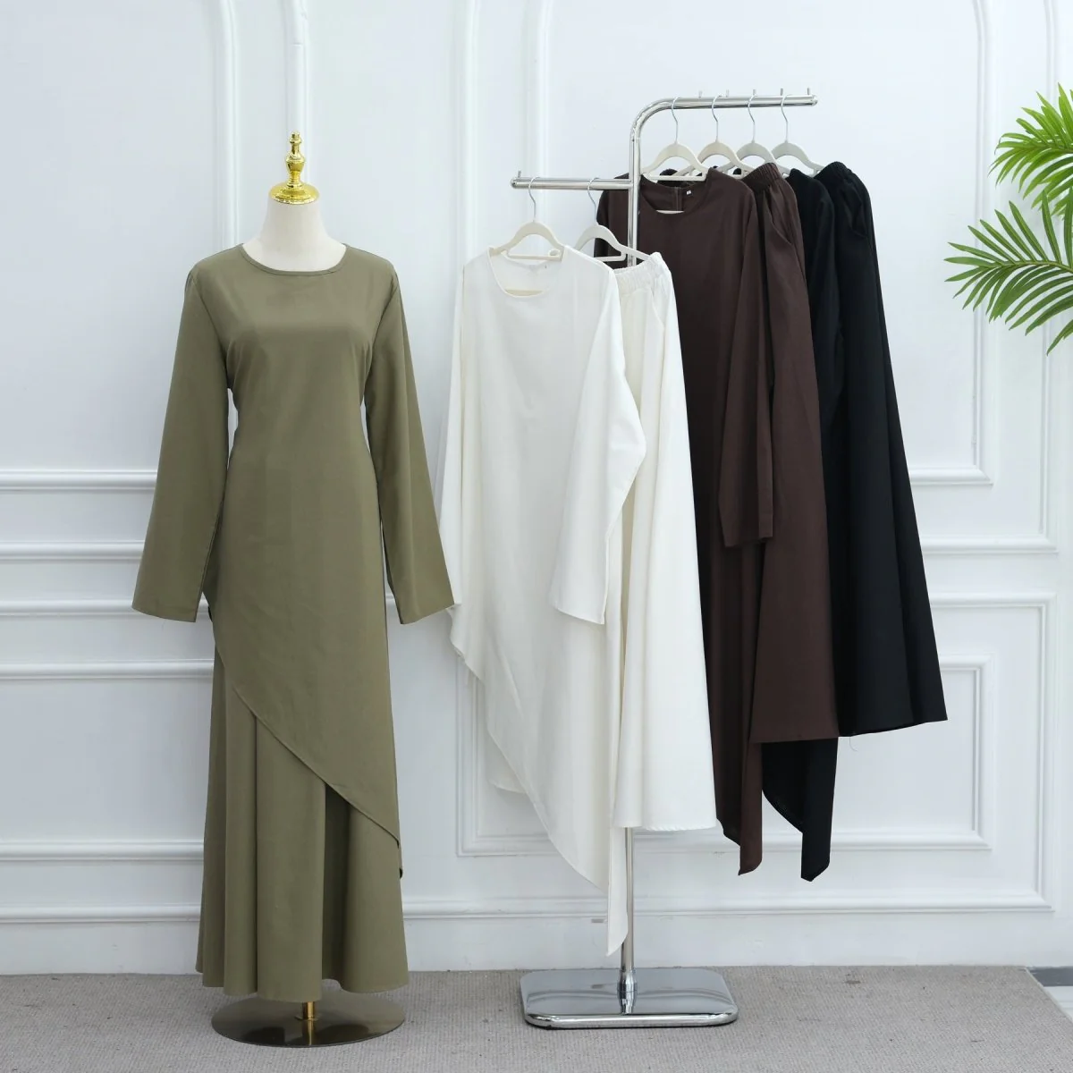 Elegant Asymmetric Top & Maxi Skirt Set | Cotton Linen Two-Piece Outfit (MS184) - Image 21