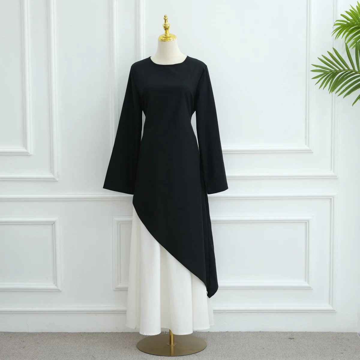 Elegant Asymmetric Top & Maxi Skirt Set | Cotton Linen Two-Piece Outfit (MS184) - Image 30