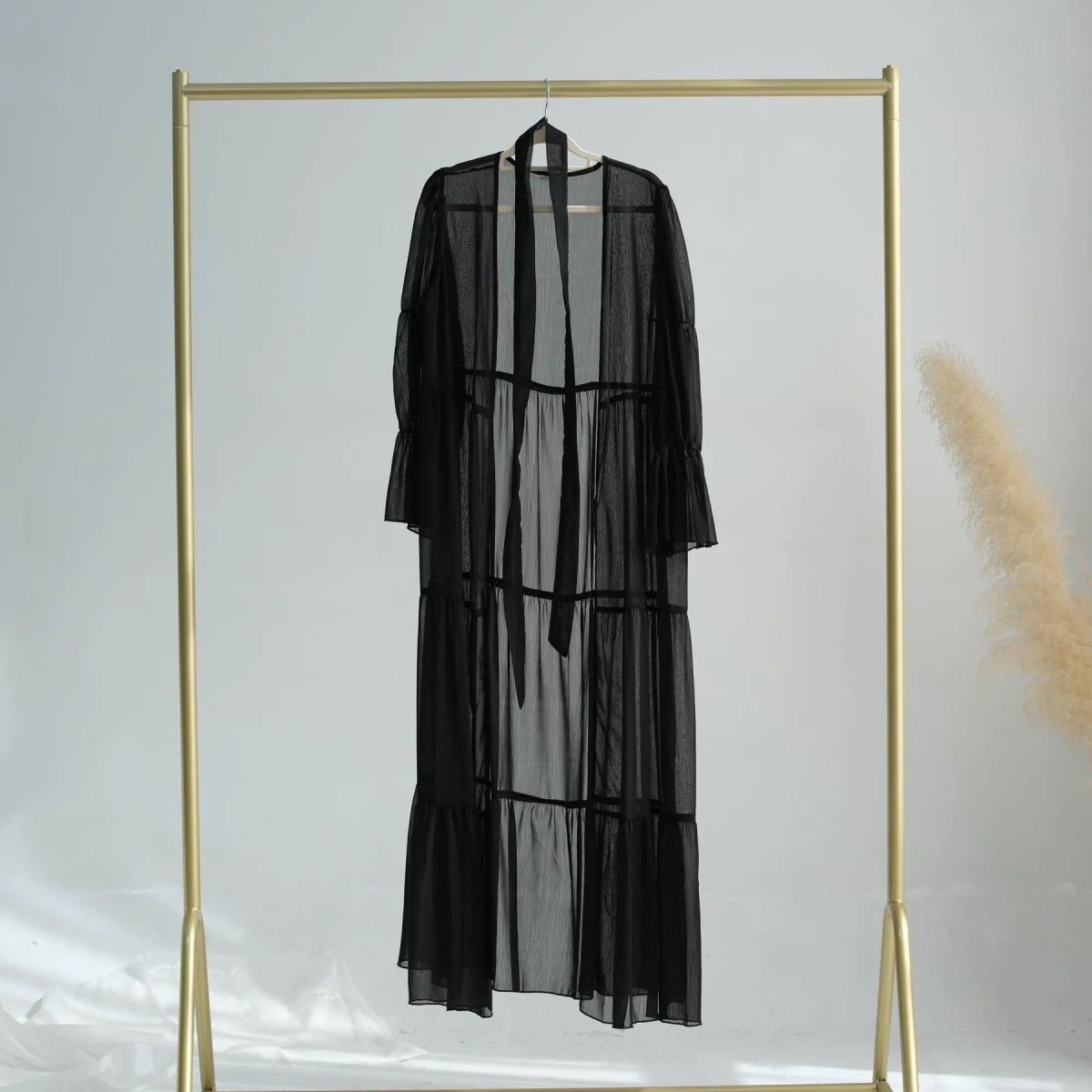 Elegant Chiffon Wrinkle Abaya | Three-Piece Set Modest Muslim Chiffon Abaya (MOA155) - Image 11