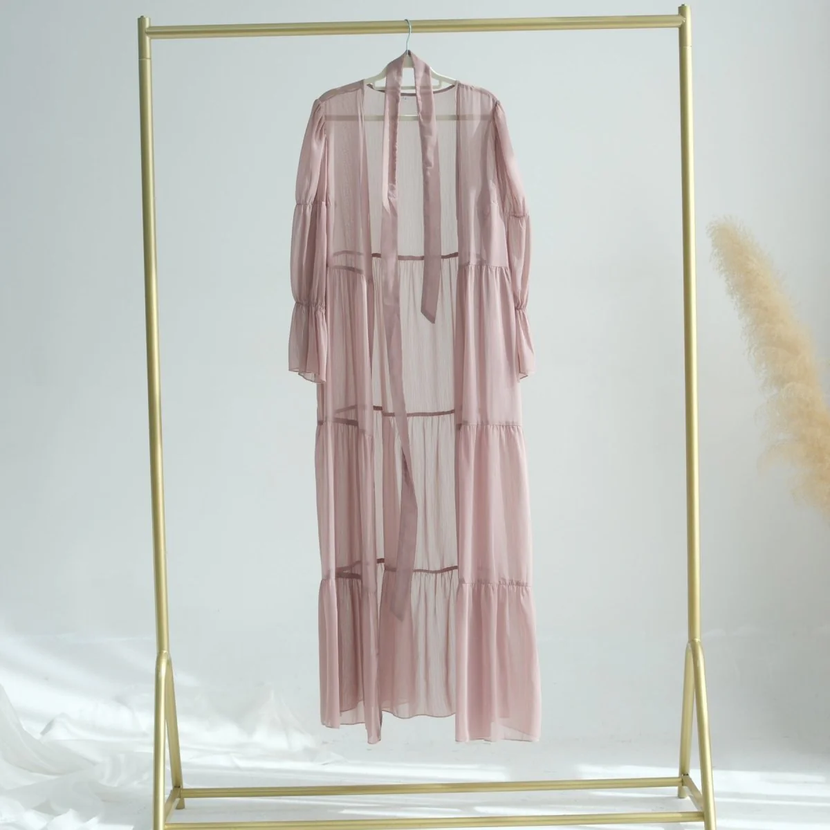Elegant Chiffon Wrinkle Abaya | Three-Piece Set Modest Muslim Chiffon Abaya (MOA155) - Image 14
