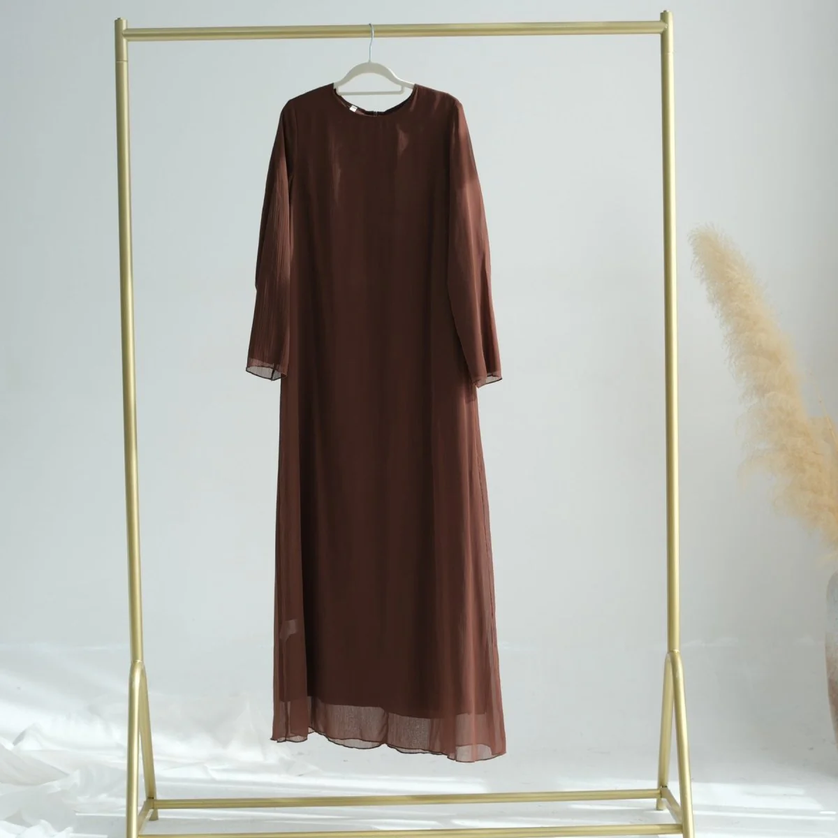 Elegant Chiffon Wrinkle Abaya | Three-Piece Set Modest Muslim Chiffon Abaya (MOA155) - Image 18