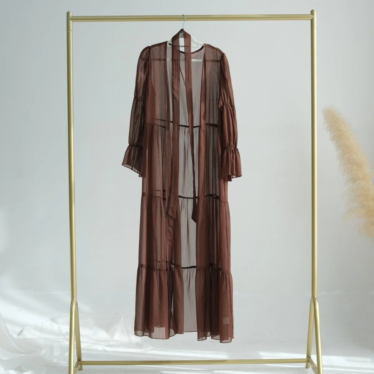 Elegant Chiffon Wrinkle Abaya | Three-Piece Set Modest Muslim Chiffon Abaya (MOA155) - Image 19