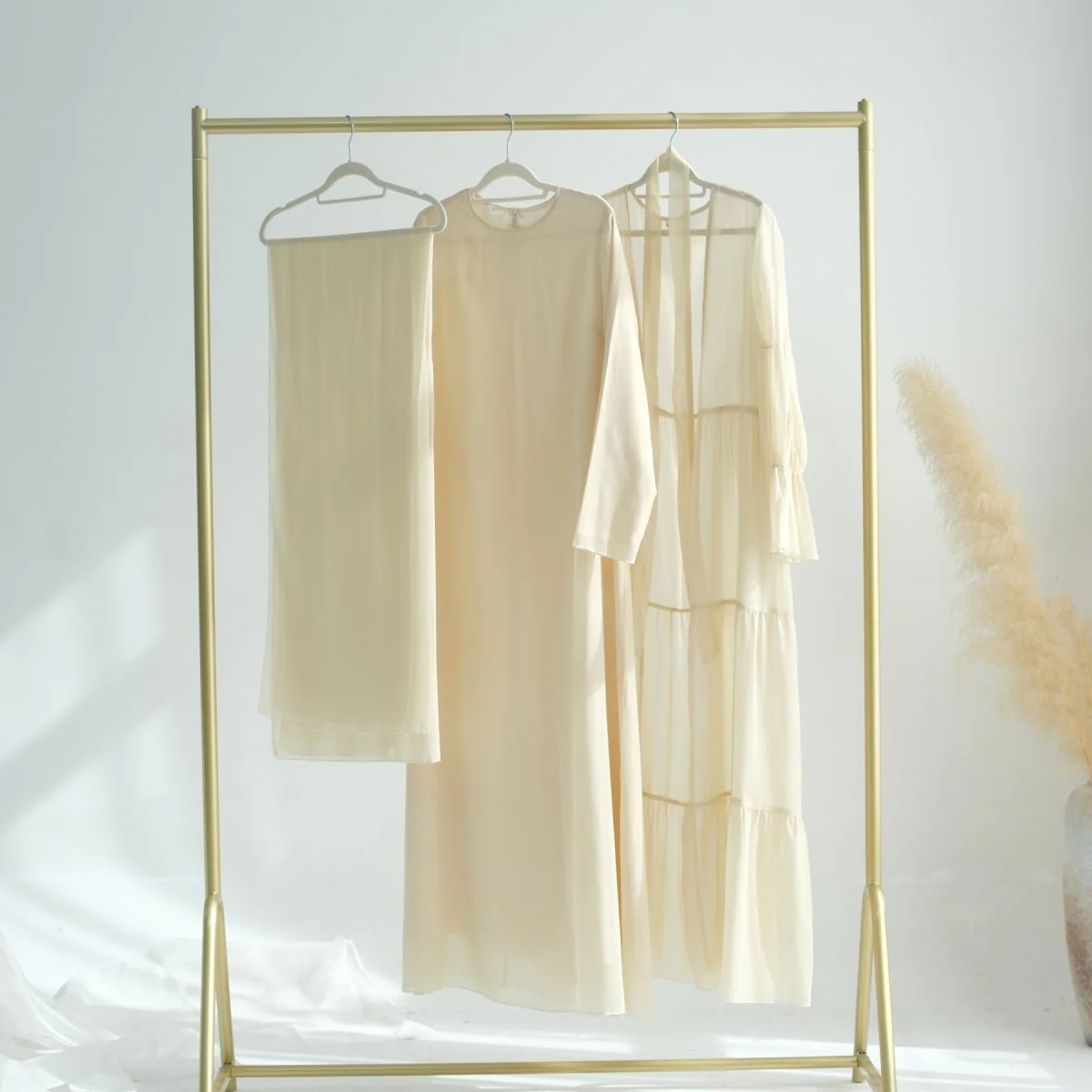 Elegant Chiffon Wrinkle Abaya | Three-Piece Set Modest Muslim Chiffon Abaya (MOA155) - Image 23