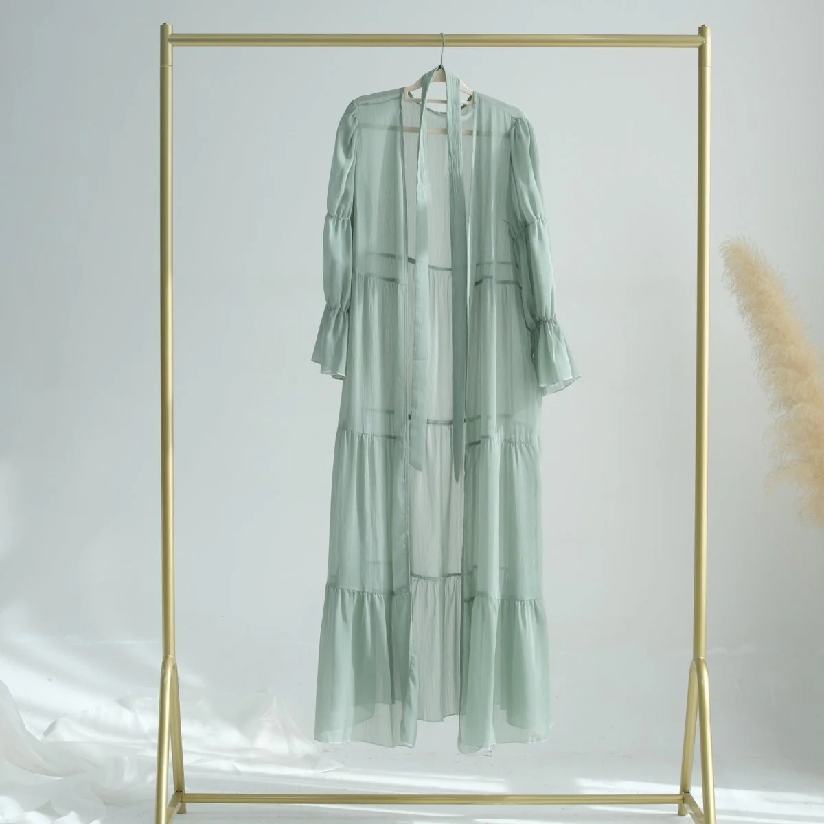 Elegant Chiffon Wrinkle Abaya | Three-Piece Set Modest Muslim Chiffon Abaya (MOA155) - Image 7