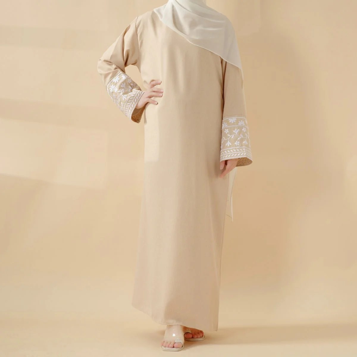 Elegant Cocoon-Cut Pullover Dress | 2-Piece Set Embroidered Abaya (MA145) - Image 3