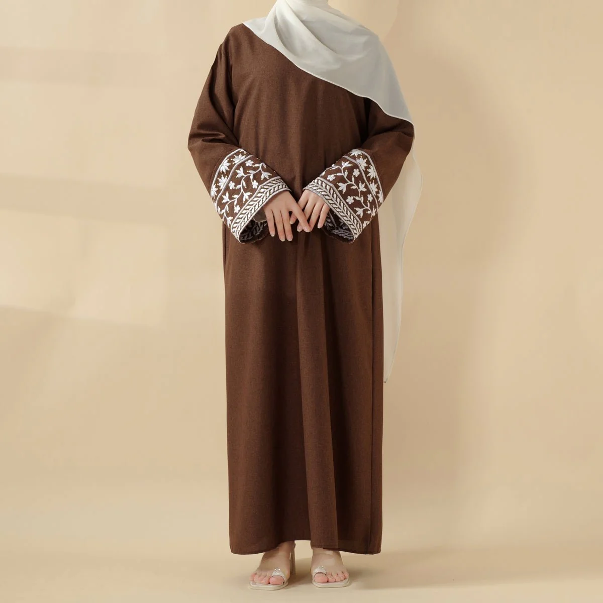 Elegant Cocoon-Cut Pullover Dress | 2-Piece Set Embroidered Abaya (MA145) - Image 5