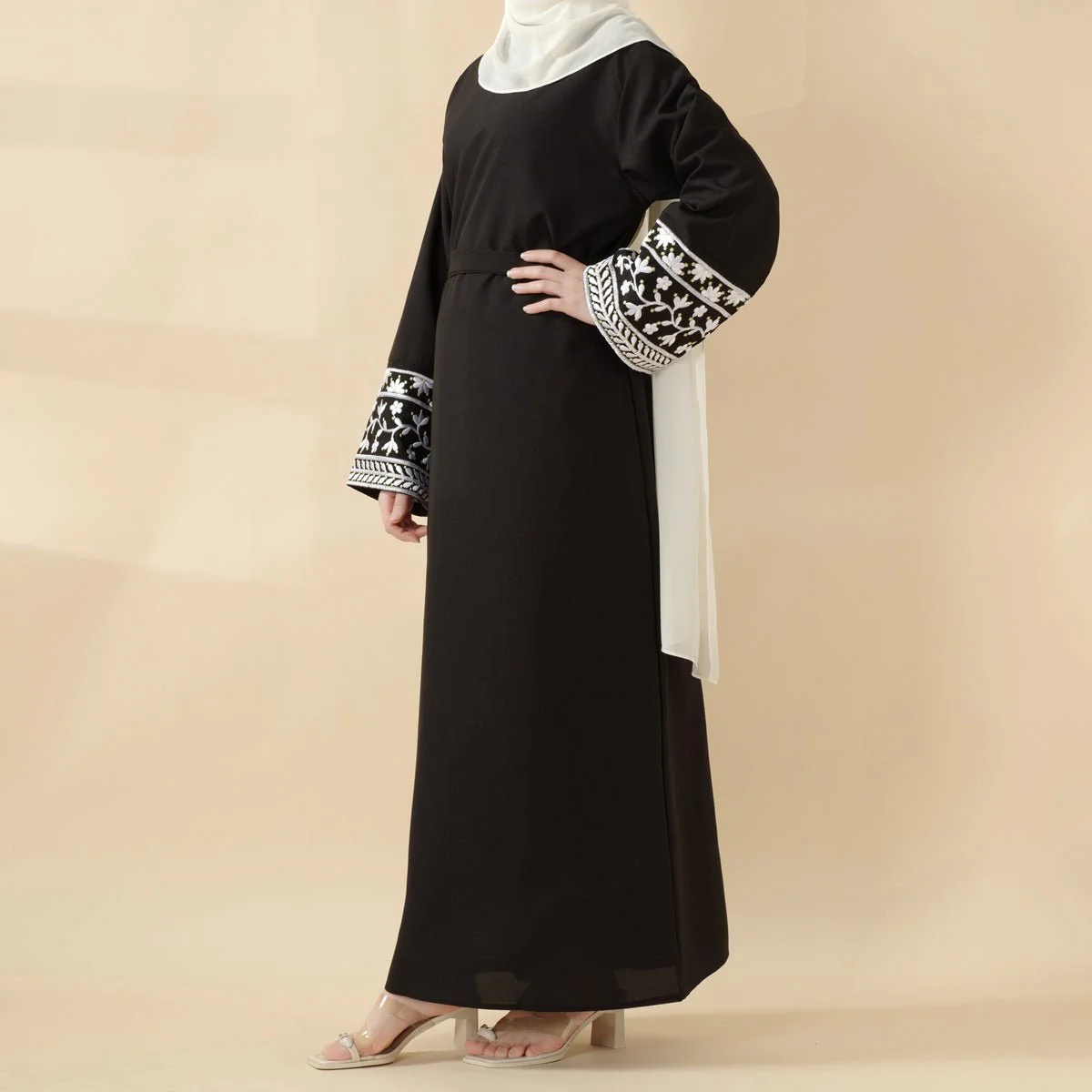 Elegant Cocoon-Cut Pullover Dress | 2-Piece Set Embroidered Abaya (MA145) - Image 7
