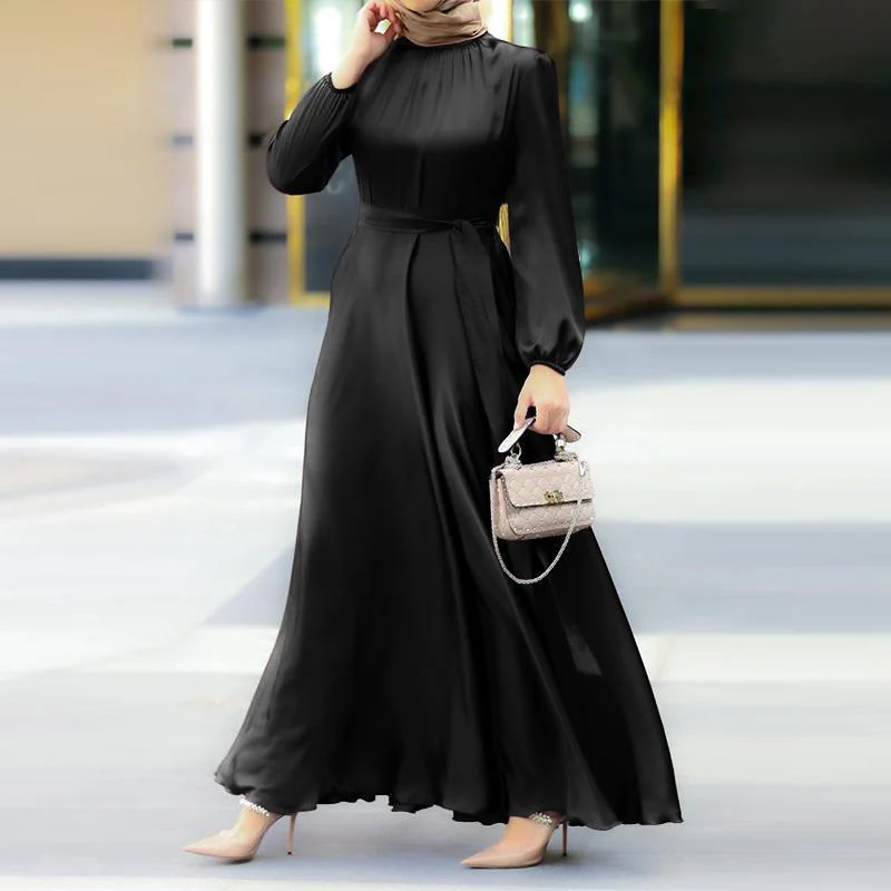 Elegant Faux Silk Abaya | Round Neck Abaya (MA148) - Image 5