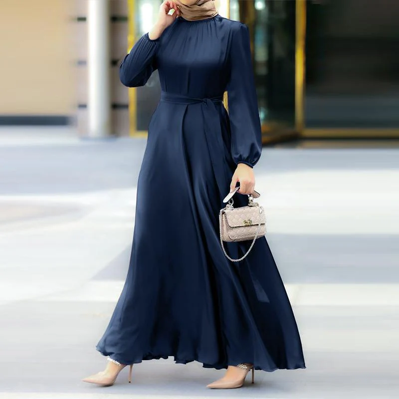Elegant Faux Silk Abaya | Round Neck Abaya (MA148) - Image 6