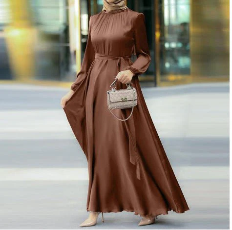 Elegant Faux Silk Abaya | Round Neck Abaya (MA148) - Image 7