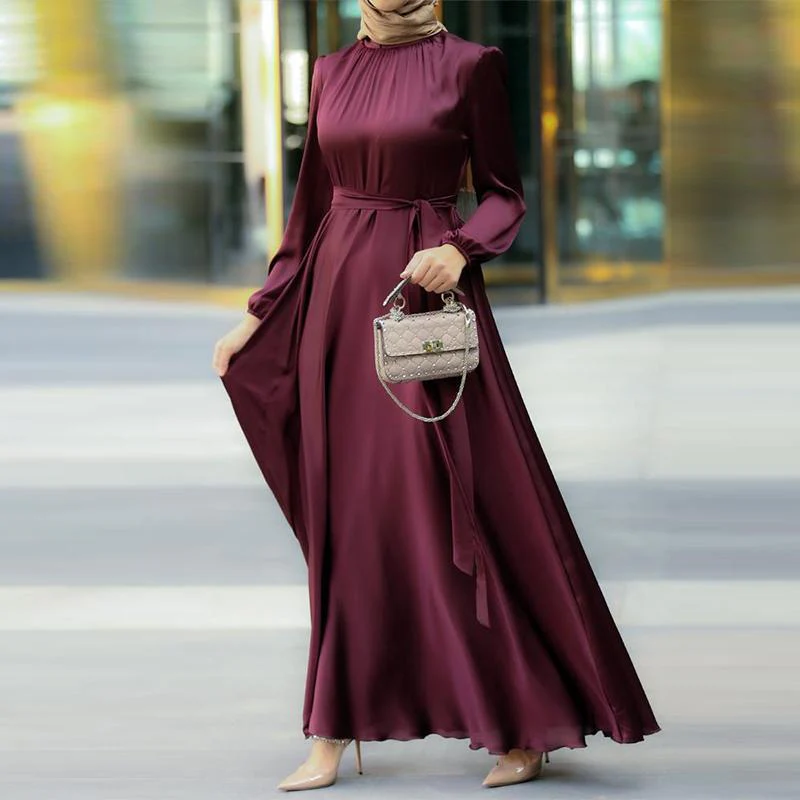 Elegant Faux Silk Abaya | Round Neck Abaya (MA148) - Image 8