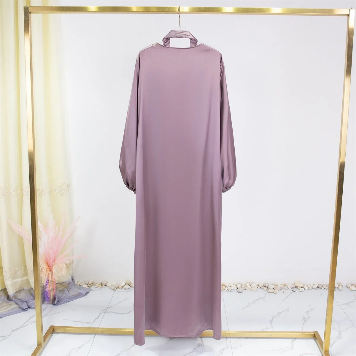 Elegant Fresh Candy-Colored Satin Open Abaya (MOA130) - Image 10