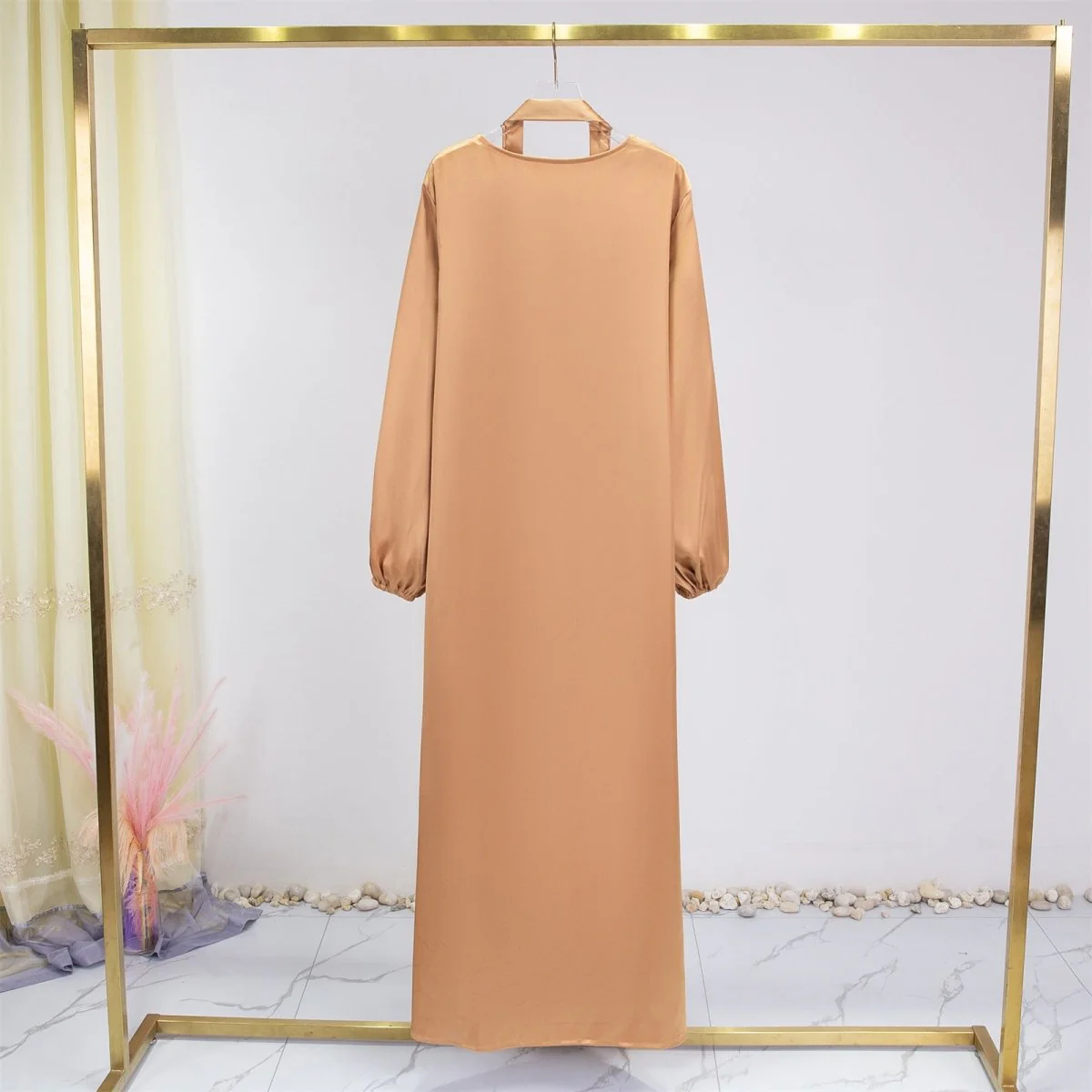 Elegant Fresh Candy-Colored Satin Open Abaya (MOA130) - Image 12