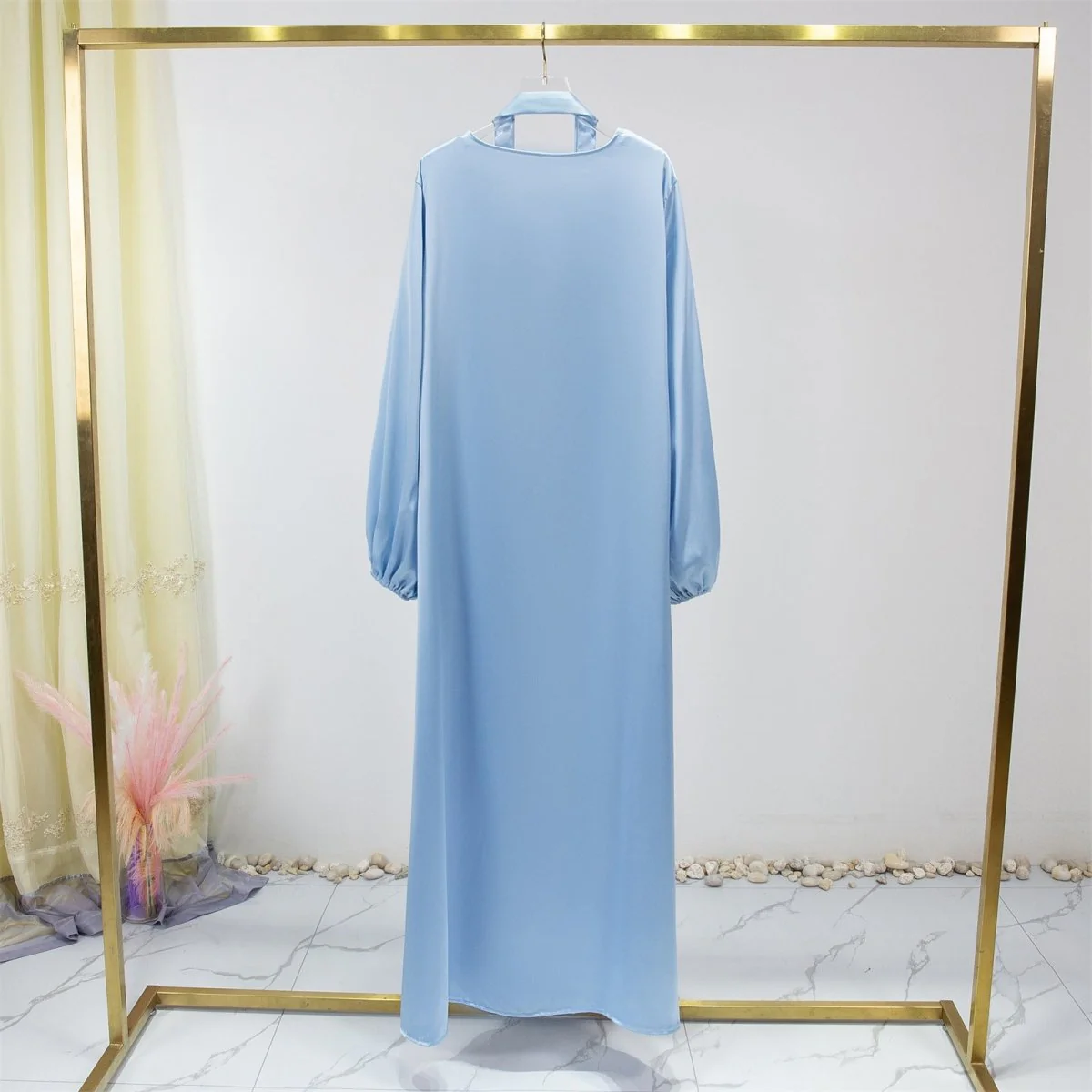 Elegant Fresh Candy-Colored Satin Open Abaya (MOA130) - Image 5