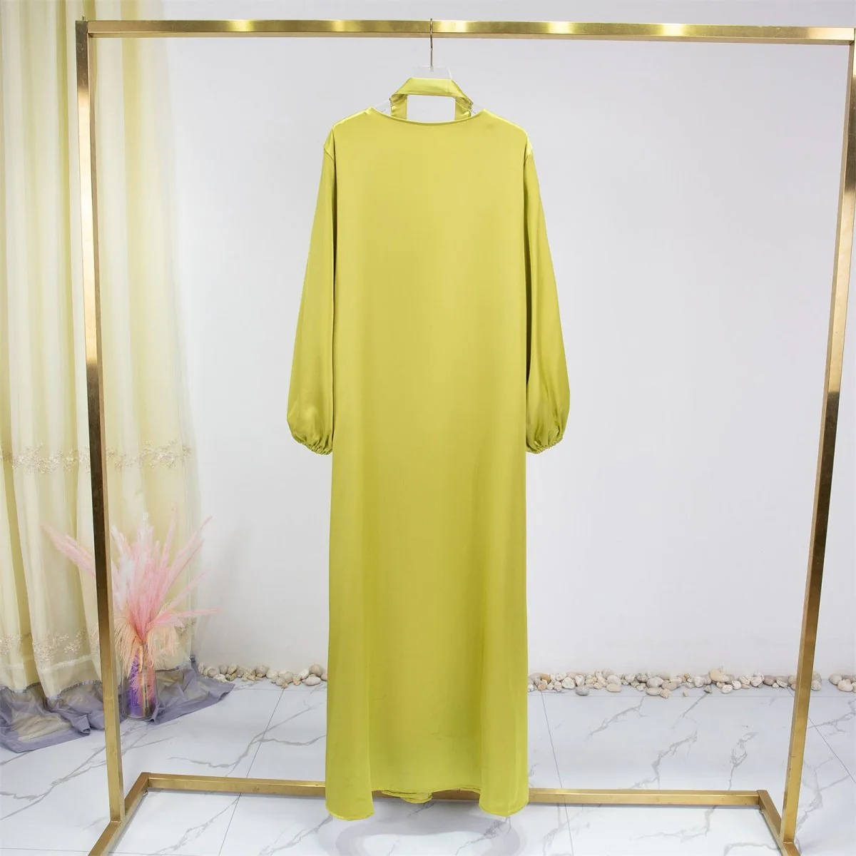 Elegant Fresh Candy-Colored Satin Open Abaya (MOA130) - Image 8