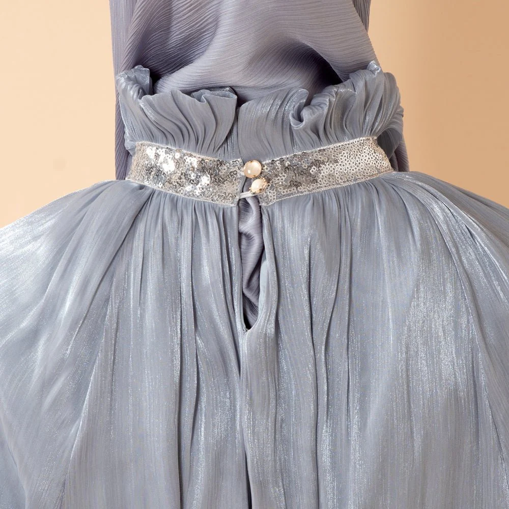 Elegant Glossy Flower Cuff Sequinned Abaya | Glossy Abaya With Sequins (MA140) - Image 16