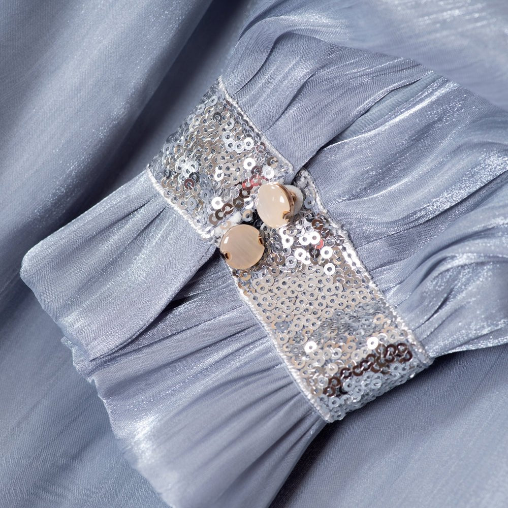 Elegant Glossy Flower Cuff Sequinned Abaya | Glossy Abaya With Sequins (MA140) - Image 19