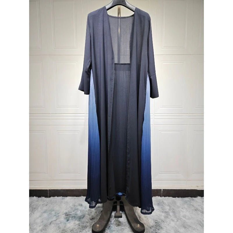 Elegant Gradient Pleated Abaya Robe | Modest Muslim Chiffon Maxi Dress (MOA223) - Image 7