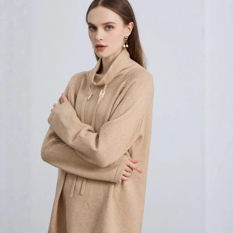 Elegant Half-Turtleneck Knit Sweater with Drawstring | Pullover Style Versatile Top(MS120) - Image 6