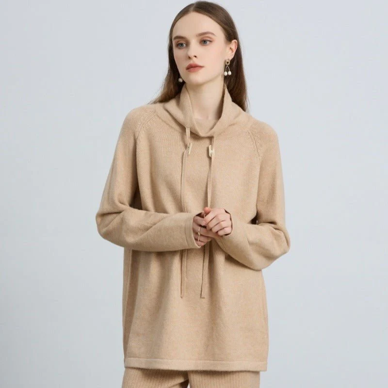 Elegant Half-Turtleneck Knit Sweater with Drawstring | Pullover Style Versatile Top(MS120) - Image 7
