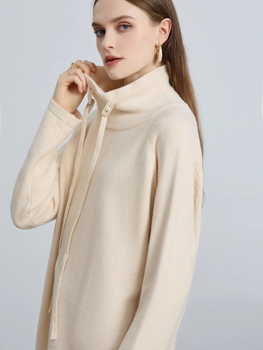 Elegant Half-Turtleneck Knit Sweater with Drawstring | Pullover Style Versatile Top(MS120) - Image 9