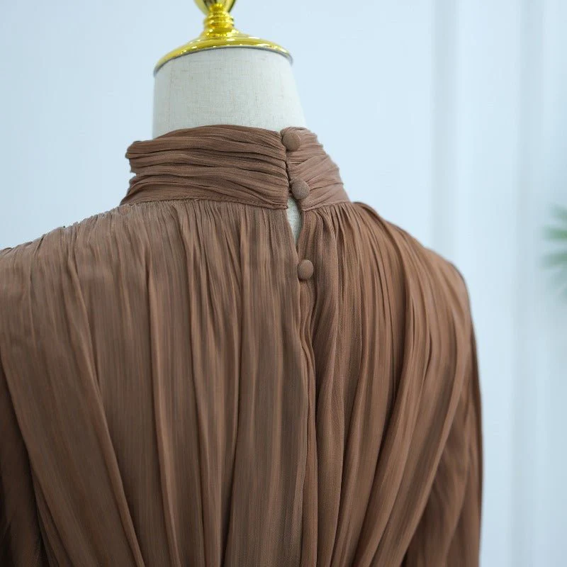Elegant Half-Turtleneck Princess Sleeve Dress Set with Belt | Pleated Full Skirt Two-Piece(MA320) - Image 21
