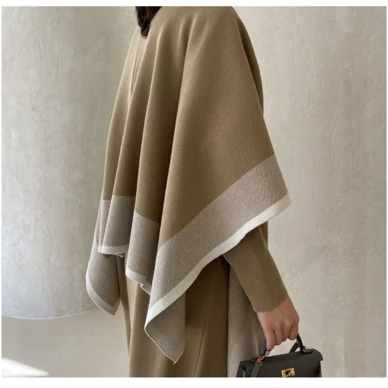 Elegant Knit Shawl & Half-Turtleneck Maxi Dress Set | Two-Piece Modest Outfit(MS117) - Image 10