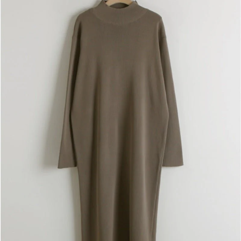 Elegant Knit Shawl & Half-Turtleneck Maxi Dress Set | Two-Piece Modest Outfit(MS117) - Image 5