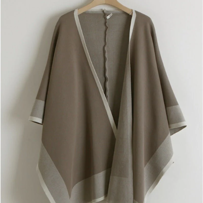 Elegant Knit Shawl & Half-Turtleneck Maxi Dress Set | Two-Piece Modest Outfit(MS117) - Image 6
