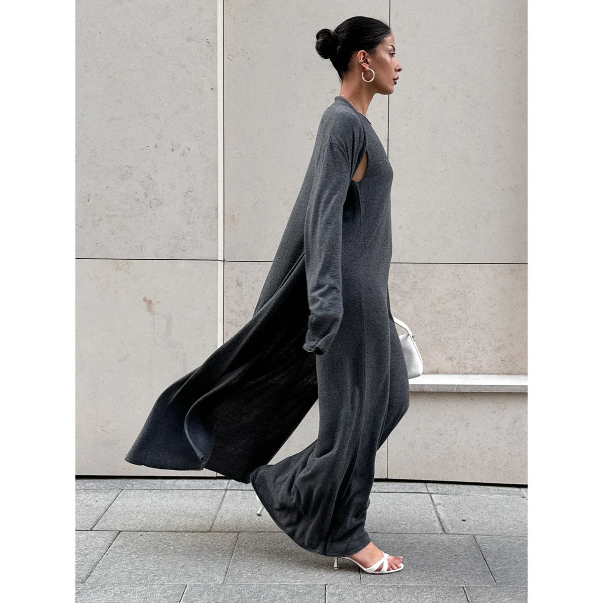 Elegant Knitted Two-Piece Set - Long Sleeve Cardigan & Suspenders Dress Women Outfit(MS108) - Image 13