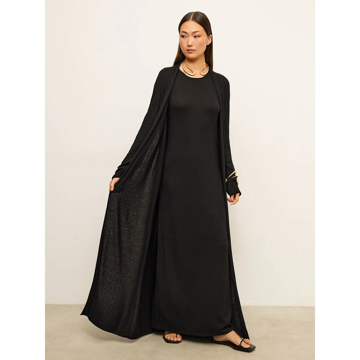 Elegant Knitted Two-Piece Set - Long Sleeve Cardigan & Suspenders Dress Women Outfit(MS108) - Image 15