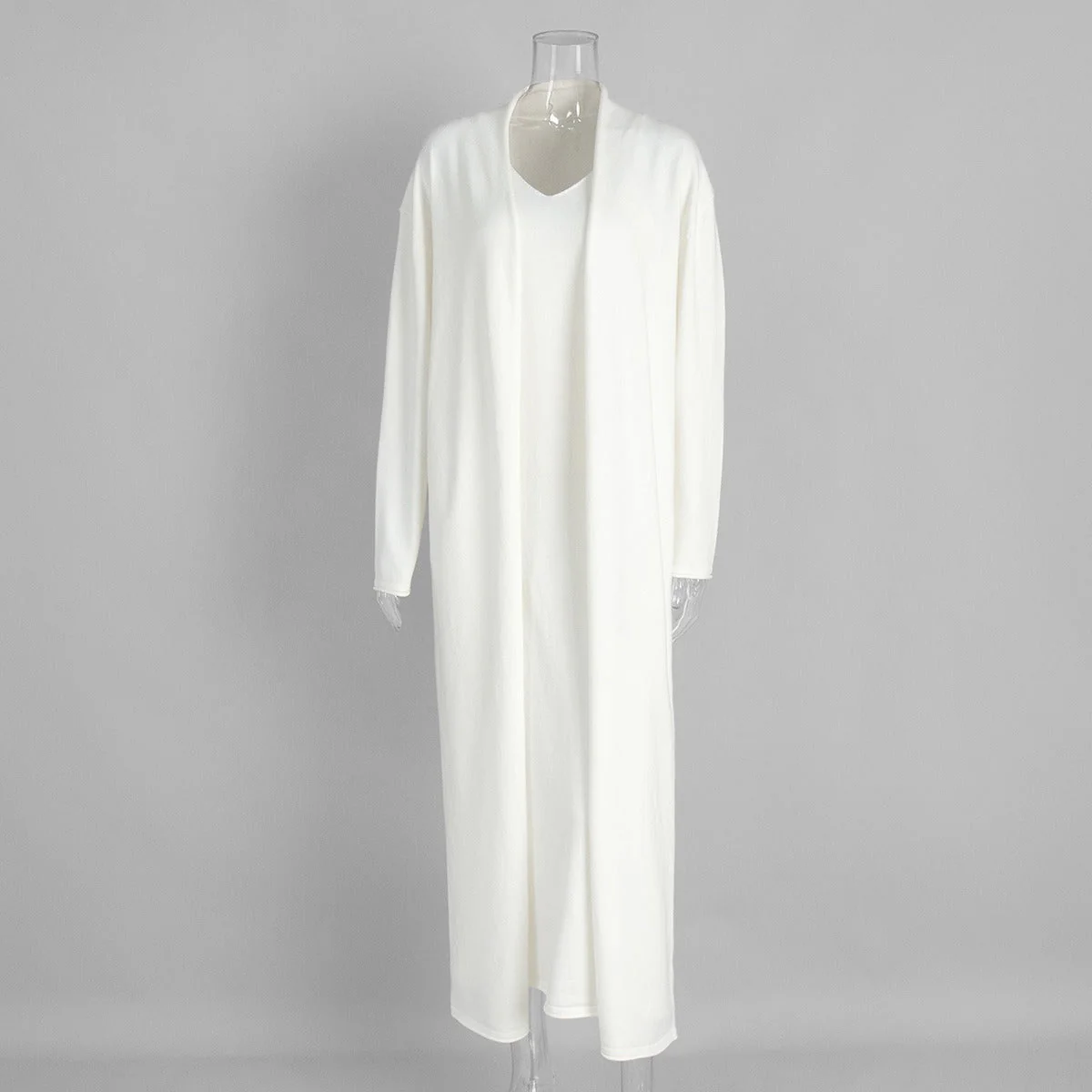 Elegant Knitted Two-Piece Set - Long Sleeve Cardigan & Suspenders Dress Women Outfit(MS108) - Image 17