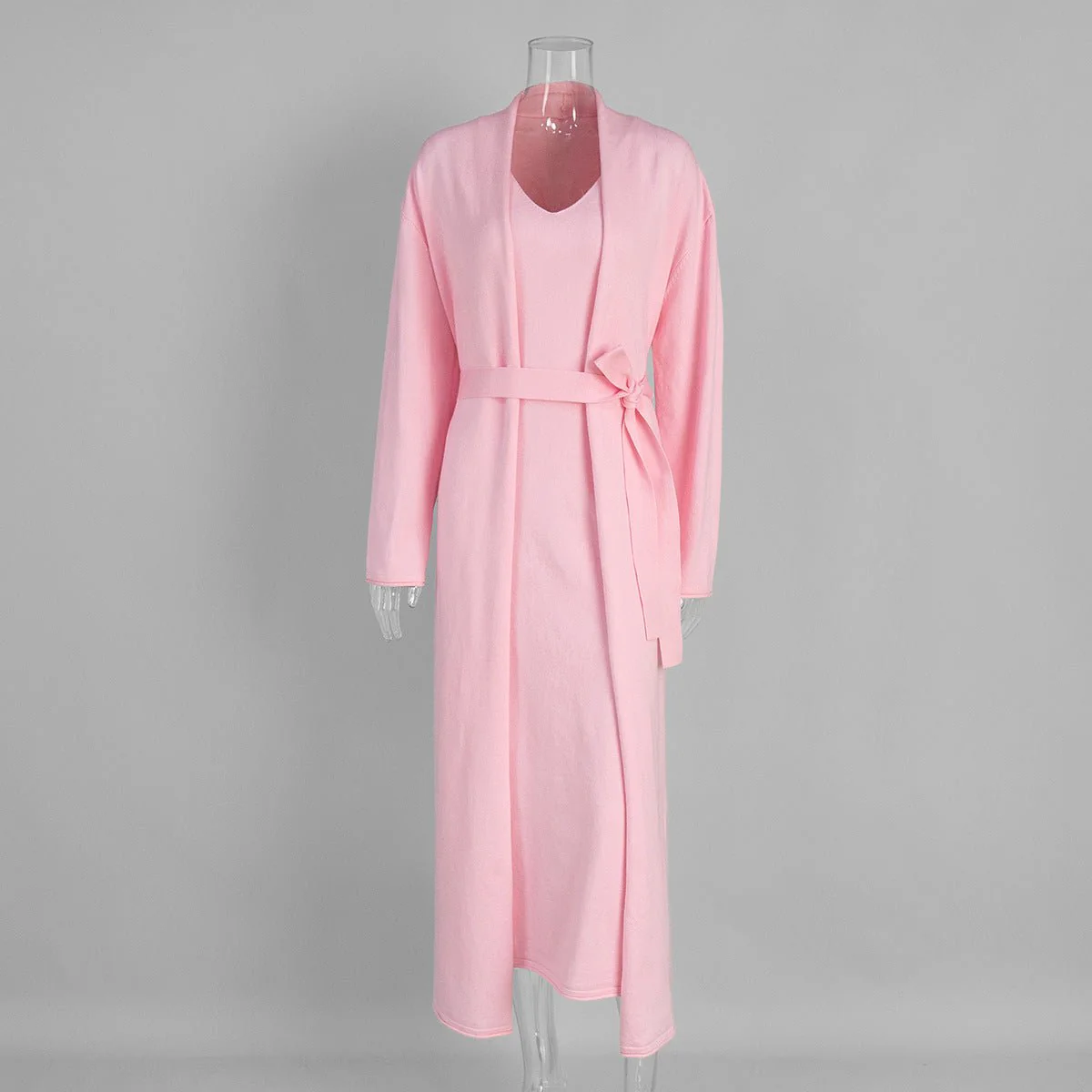 Elegant Knitted Two-Piece Set - Long Sleeve Cardigan & Suspenders Dress Women Outfit(MS108) - Image 28